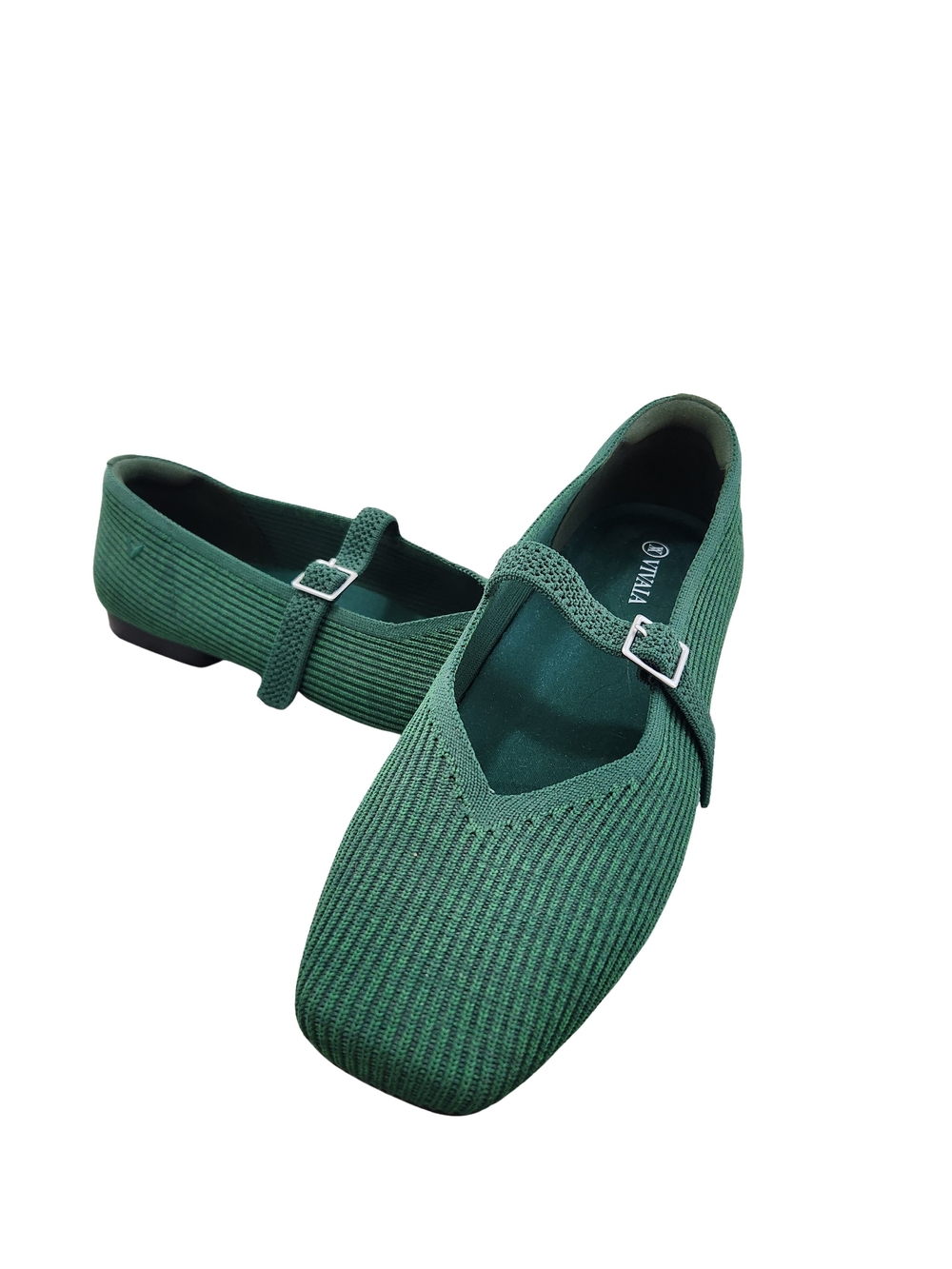 Vivaia Margot Knit Mary Jane Flats with Buckle Strap